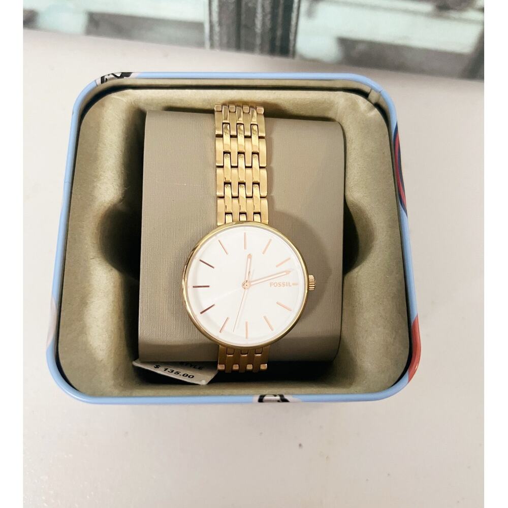 Fossil BQ3463 Hutton Ladies Dress Watch, Rose Gold Stainless Steel Link Band